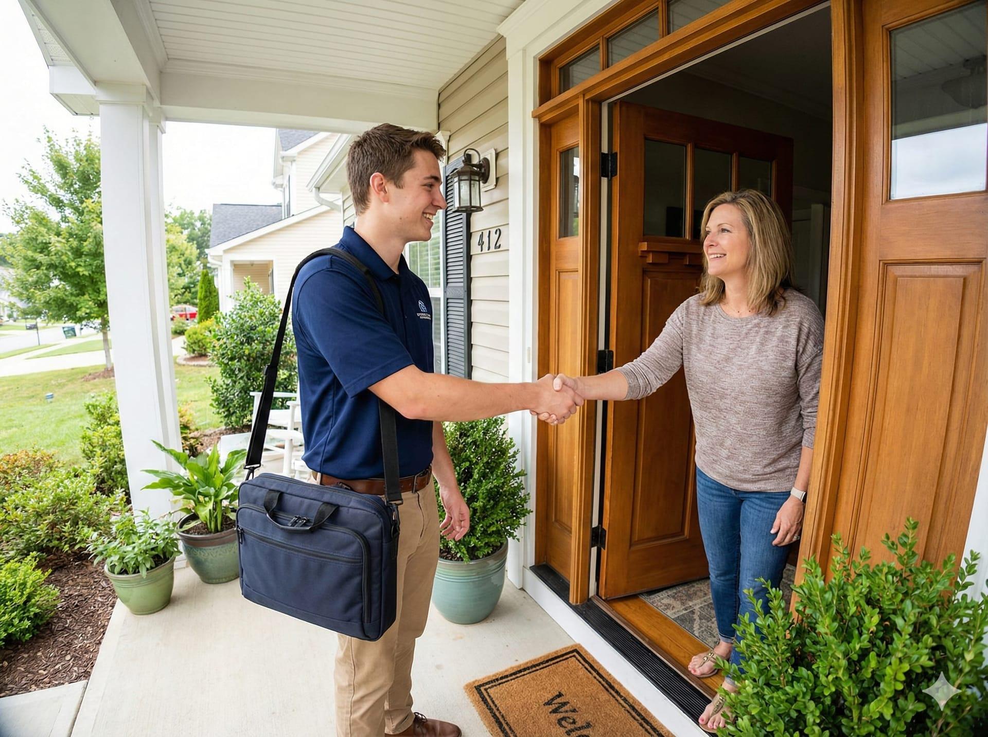 Resi Tech Solutions technician helping a customer with their computer in their home