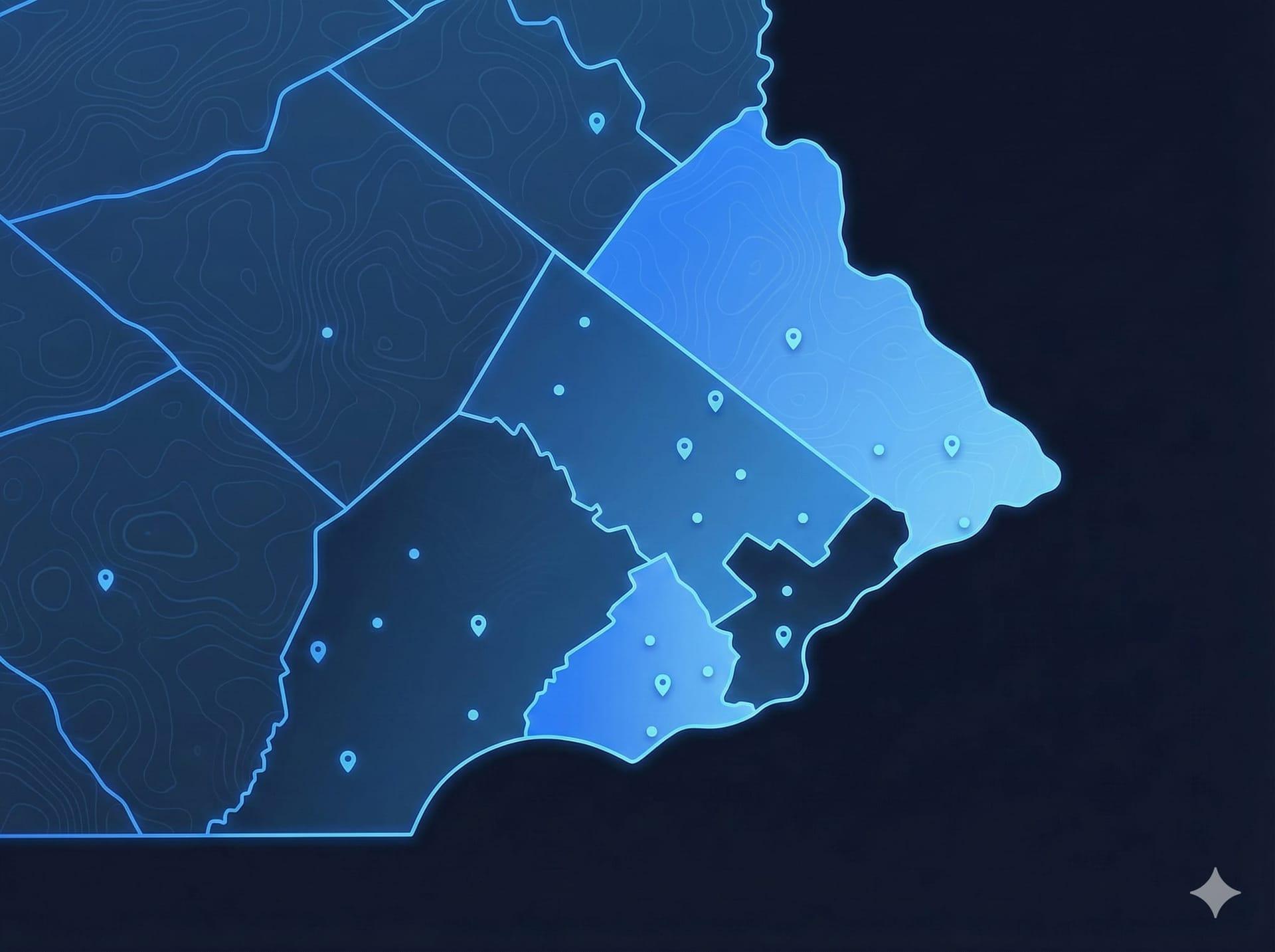 Map of Greater Philadelphia area service coverage