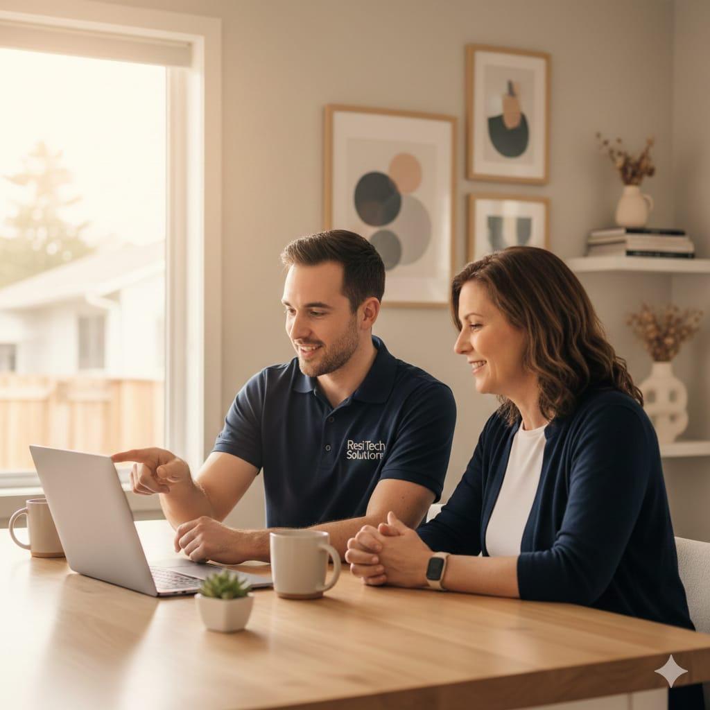 Resi Tech Solutions technician helping a customer