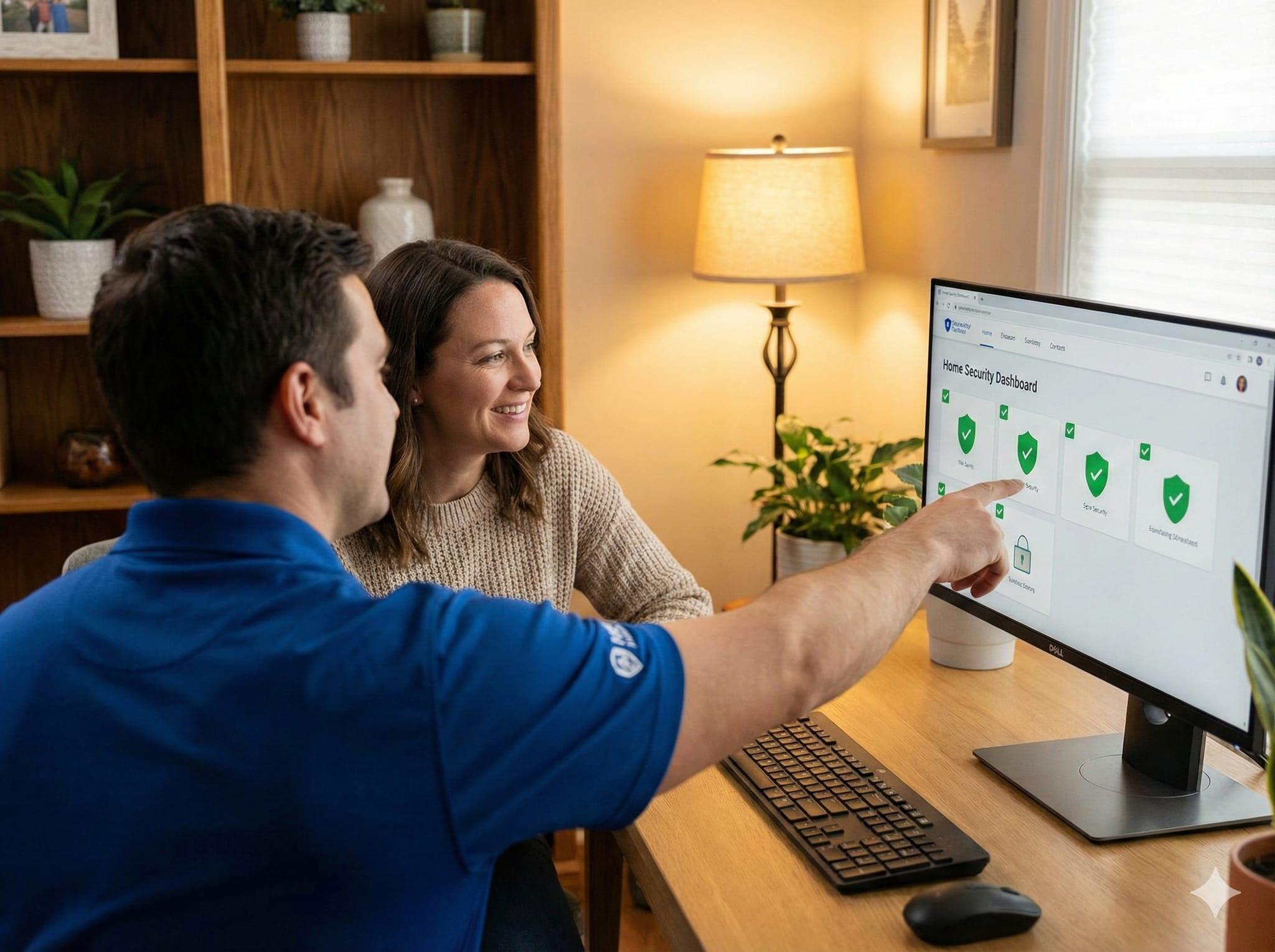 Security professional reviewing device protection settings